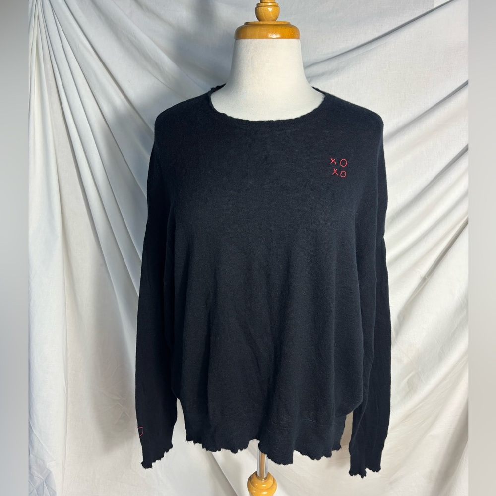 Sundry Black XOXO Wool Cashmere Sweater L / XL